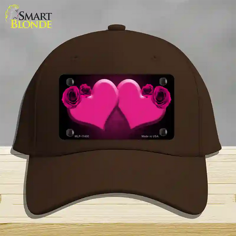 Hearts Over Roses In Pink Novelty License Plate Hat Cotton / Dark Brown