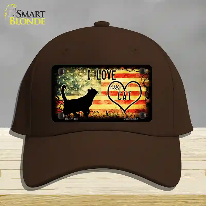 I Love My Cat Novelty License Plate Hat Cotton / Dark Brown