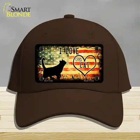 I Love My Cat Novelty License Plate Hat Cotton / Dark Brown