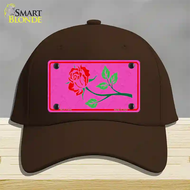 Illustrated Rose On Pink Chaise Lounge Novelty License Plate Hat Cotton / Dark Brown