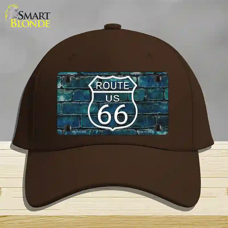 Route 66 Blue Brick Wall Novelty License Plate Hat Cotton / Dark Brown