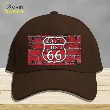 Route 66 Red Brick Wall Novelty License Plate Hat Cotton / Dark Brown