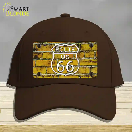 Route 66 Yellow Brick Wall Novelty License Plate Hat Cotton / Dark Brown