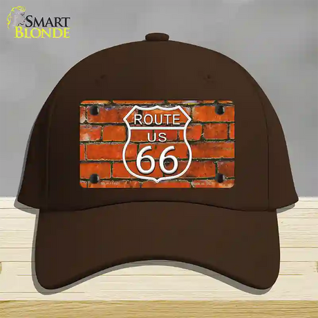 Route 66 Orange Brick Wall Novelty License Plate Hat Cotton / Dark Brown