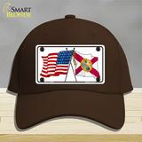 Florida Crossed US Flag Novelty License Plate Hat Cotton / Dark Brown