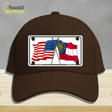 Georgia Crossed US Flag Novelty License Plate Hat Cotton / Dark Brown