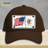 Illinois Crossed US Flag Novelty License Plate Hat Cotton / Dark Brown