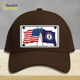 Kentucky Crossed US Flag Novelty License Plate Hat Cotton / Dark Brown