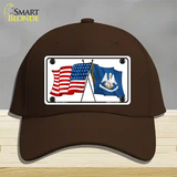 Louisiana Crossed US Flag Novelty License Plate Hat Cotton / Dark Brown