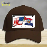 Missouri Crossed US Flag Novelty License Plate Hat Cotton / Dark Brown