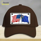 Nevada Crossed US Flag Novelty License Plate Hat Cotton / Dark Brown