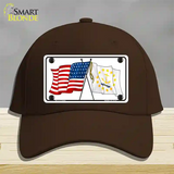 Rhode Island Crossed US Flag Novelty License Plate Hat Cotton / Dark Brown