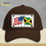 Jamaica Crossed US Flag Novelty License Plate Hat Cotton / Dark Brown