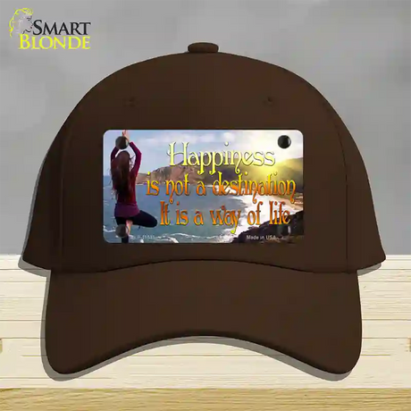 Happiness Way Of Life Yoga Novelty License Plate Hat Cotton / Dark Brown