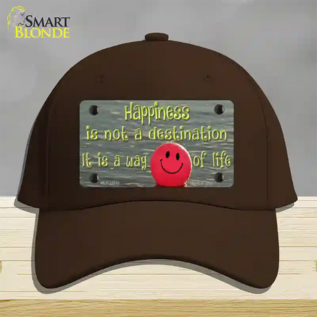 Happiness Way Of Life Ball Novelty License Plate Hat Cotton / Dark Brown