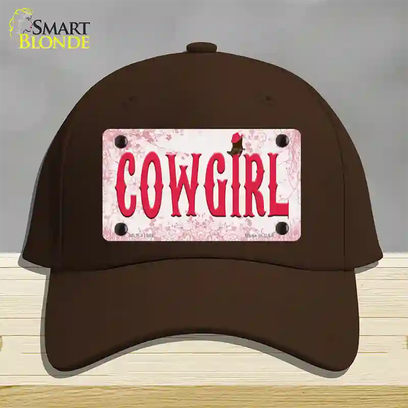 Cowgirl Pink Novelty License Plate Hat Cotton / Dark Brown