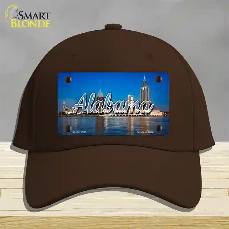 Alabama City Skyline State Novelty License Plate Hat Cotton / Dark Brown