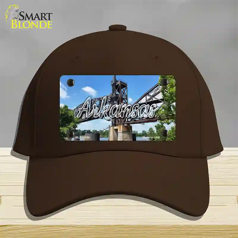 Arkansas Rusty Bridge State Novelty License Plate Hat Cotton / Dark Brown