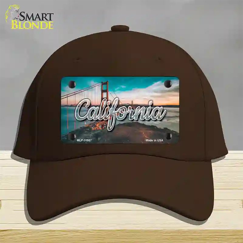 California Golden Gate Bridge State Novelty License Plate Hat Cotton / Dark Brown