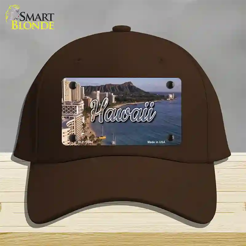 Hawaii Beach State Novelty License Plate Hat Cotton / Dark Brown