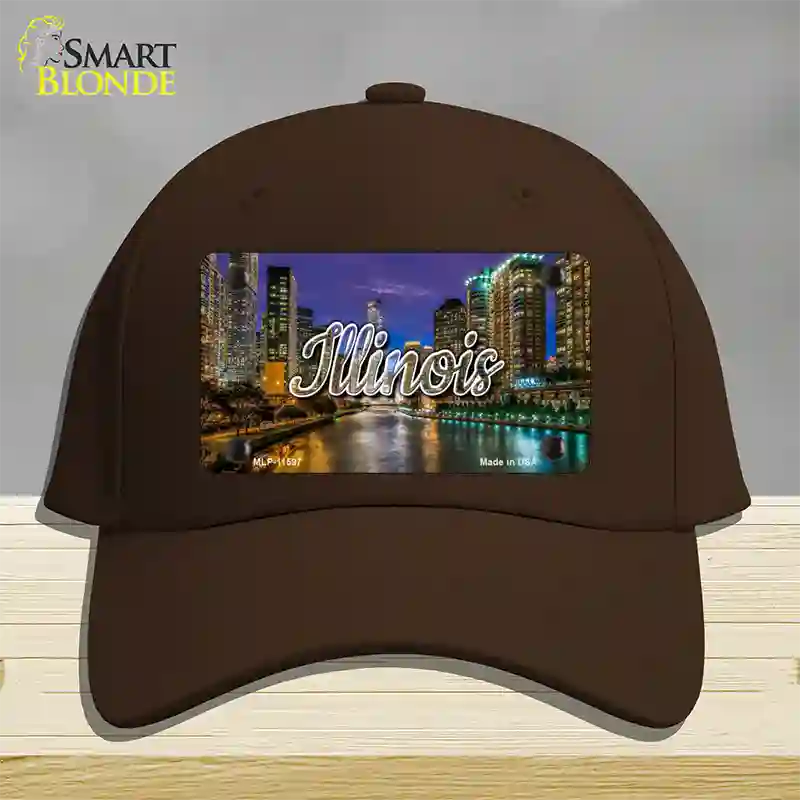 Illinois River City Lights State Novelty License Plate Hat Cotton / Dark Brown