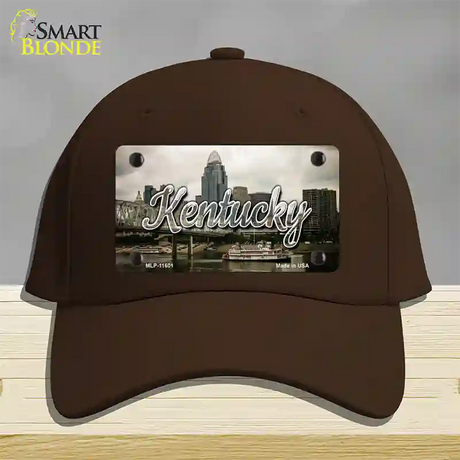 Kentucky City Skyline State Novelty License Plate Hat Cotton / Dark Brown