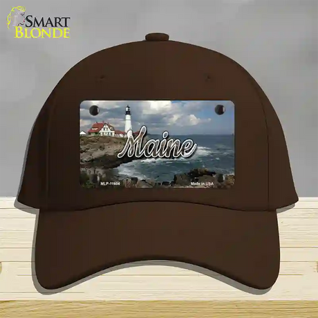 Maine Lighthouse Beach State Novelty License Plate Hat Cotton / Dark Brown