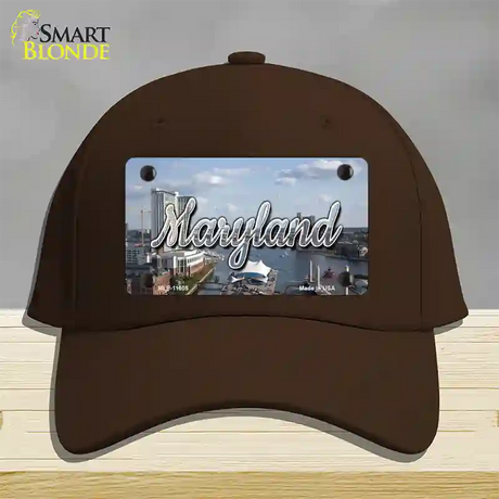 Maryland River Skyline State Novelty License Plate Hat Cotton / Dark Brown