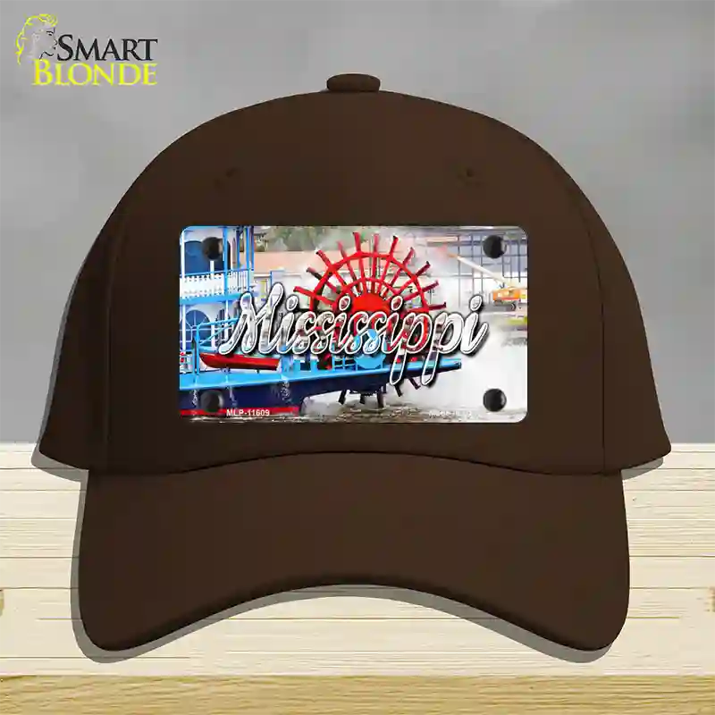 Mississippi Boat State Novelty License Plate Hat Cotton / Dark Brown