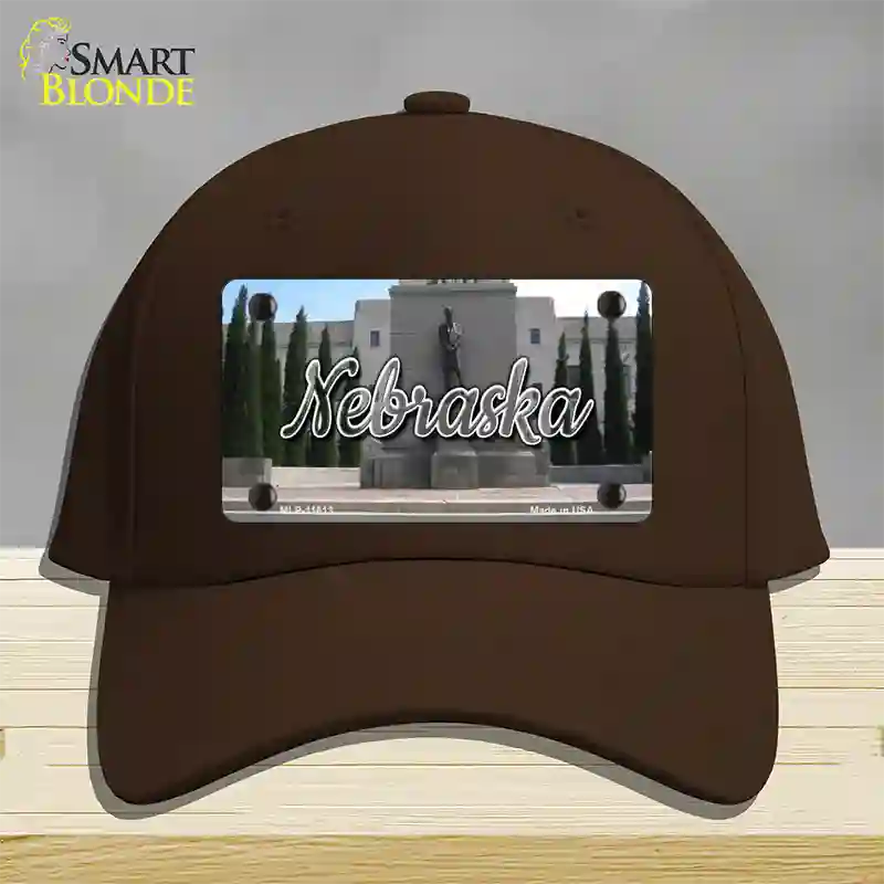 Nebraska Capital Building State Novelty License Plate Hat Cotton / Dark Brown