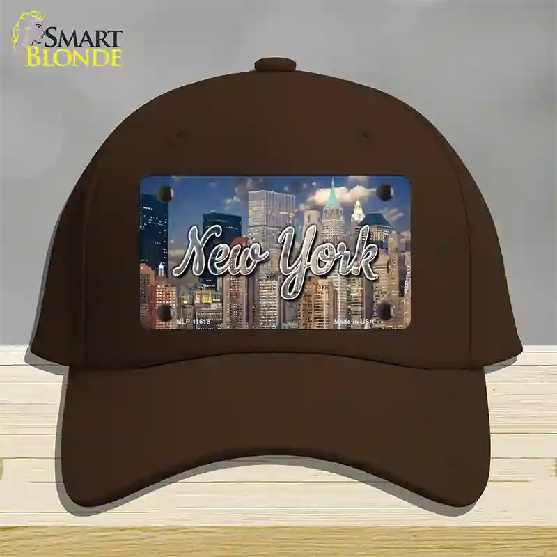 New York City Skyline State Novelty License Plate Hat Cotton / Dark Brown