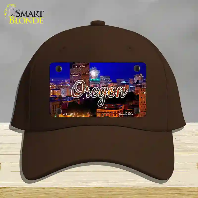 Oregon Firework City Lights State Novelty License Plate Hat Cotton / Dark Brown