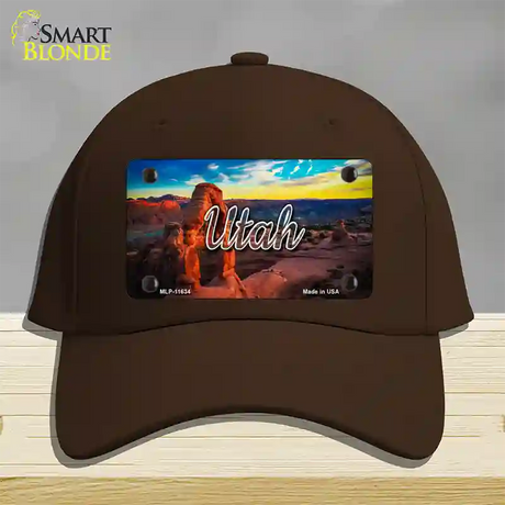 Utah Canyon Arch State Novelty License Plate Hat Cotton / Dark Brown