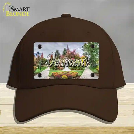 Vermont State Building State Novelty License Plate Hat Cotton / Dark Brown