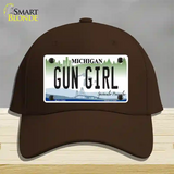 Gun Girl Michigan Novelty License Plate Hat Cotton / Dark Brown