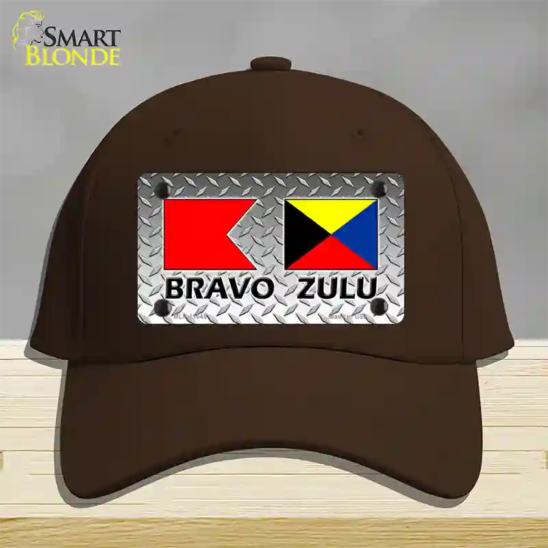 Bravo Zulu Novelty License Plate Hat Cotton / Dark Brown