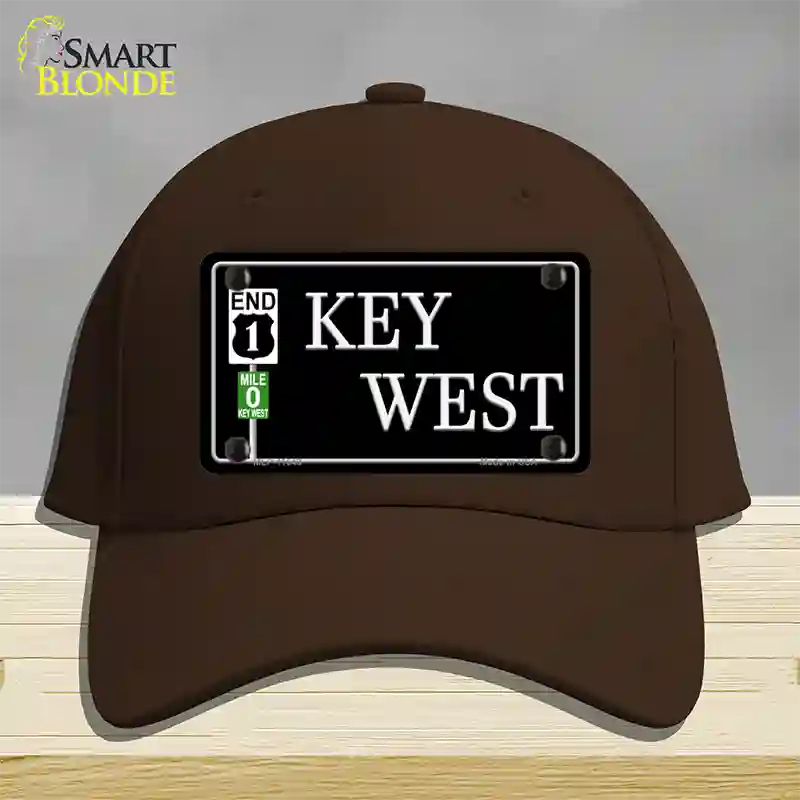 Key West Highway Sign Novelty License Plate Hat Cotton / Dark Brown