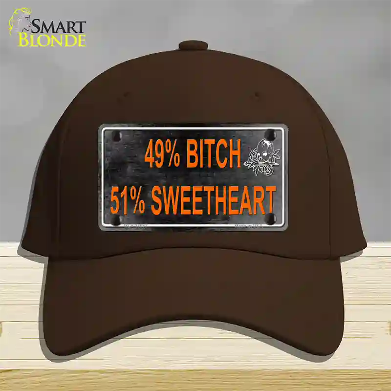 49 Percent Bitch 51 Percent Sweet Novelty License Plate Hat Cotton / Dark Brown