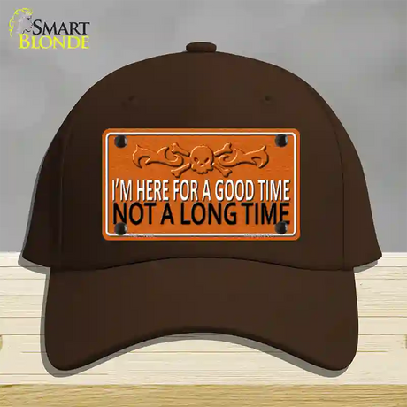 Here For A Good Time Novelty License Plate Hat Cotton / Dark Brown