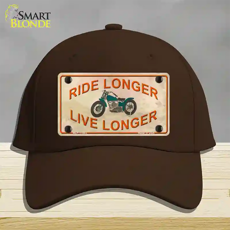 Ride Longer Live Longer Novelty License Plate Hat Cotton / Dark Brown