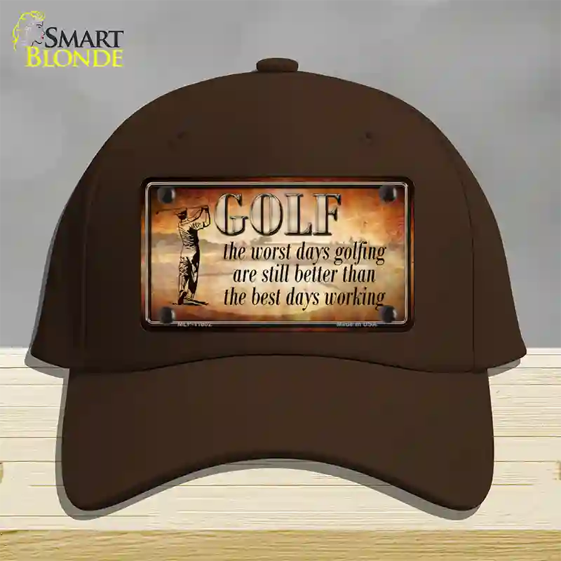 Golf The Worst Days Novelty License Plate Hat Cotton / Dark Brown