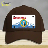 Washington Seal And State Novelty License Plate Hat Cotton / Dark Brown