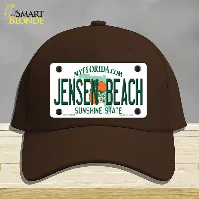 Jensen Beach Florida Novelty License Plate Hat Cotton / Dark Brown