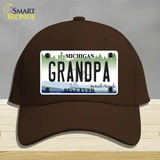 Grandpa Michigan Novelty License Plate Hat Cotton / Dark Brown