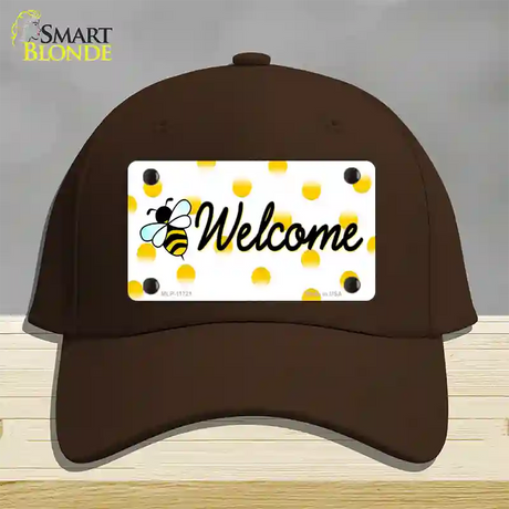 Welcome Bee Novelty License Plate Hat Cotton / Dark Brown