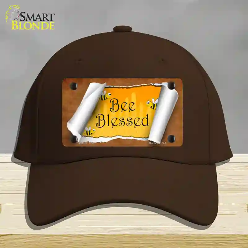 Bee Blessed Scroll Novelty License Plate Hat Cotton / Dark Brown