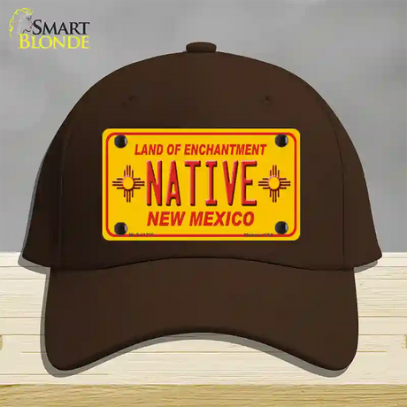 Native New Mexico Yellow State Novelty License Plate Hat Cotton / Dark Brown