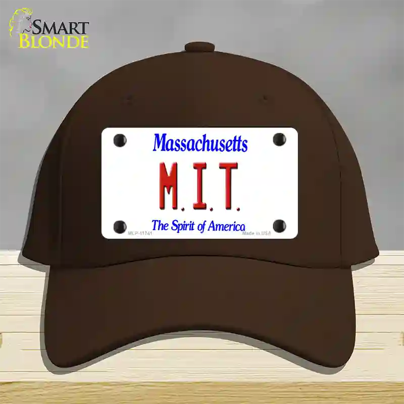 MIT Massachusetts State Novelty License Plate Hat Cotton / Dark Brown