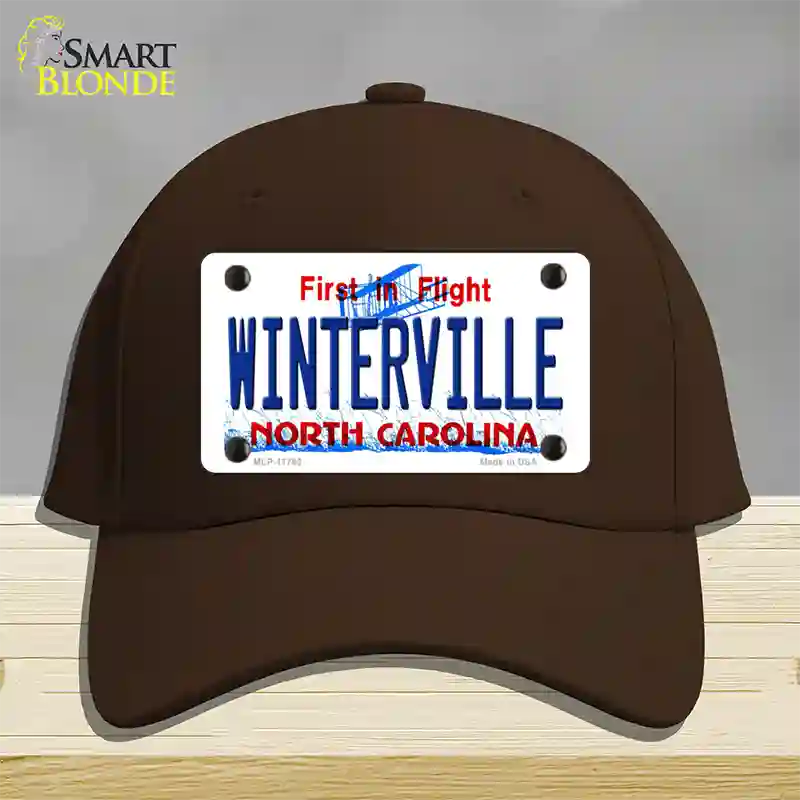 Winterville North Carolina State Novelty License Plate Hat Cotton / Dark Brown