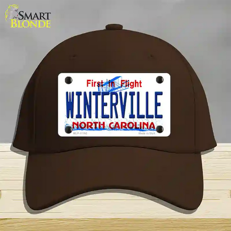 Winterville North Carolina State Novelty License Plate Hat Cotton / Dark Brown